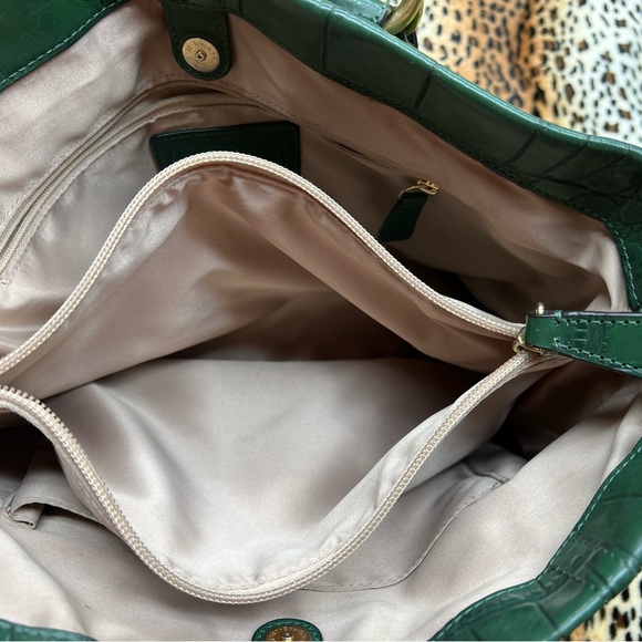 Coach Ashley Croc Embossed Leather Carry-All Hand bag hunter green - Picture 9 of 16